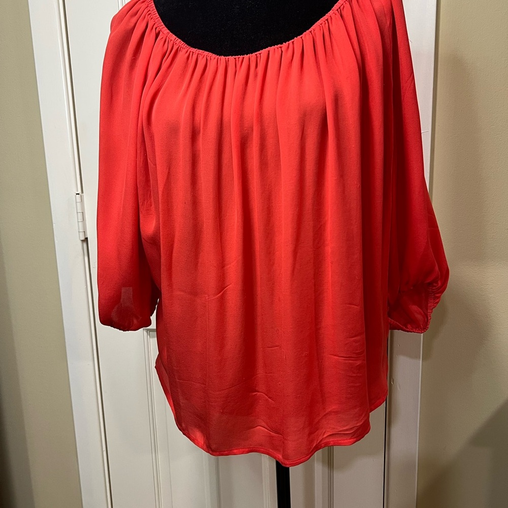 Zoa New York Red 3/4 Sleeve Relaxed Blouse